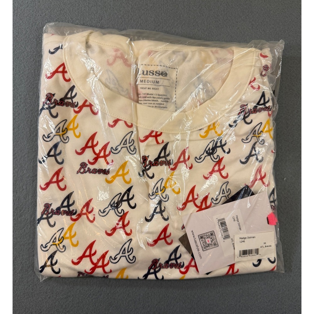 Lusso Atlanta Braves Women's Medium Madge Dolman T-Shirt White Tri-Blend